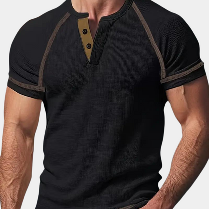 Vintage poloshirt med knapper til mænd