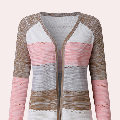 Lang stribet patchwork-sweater med syninger