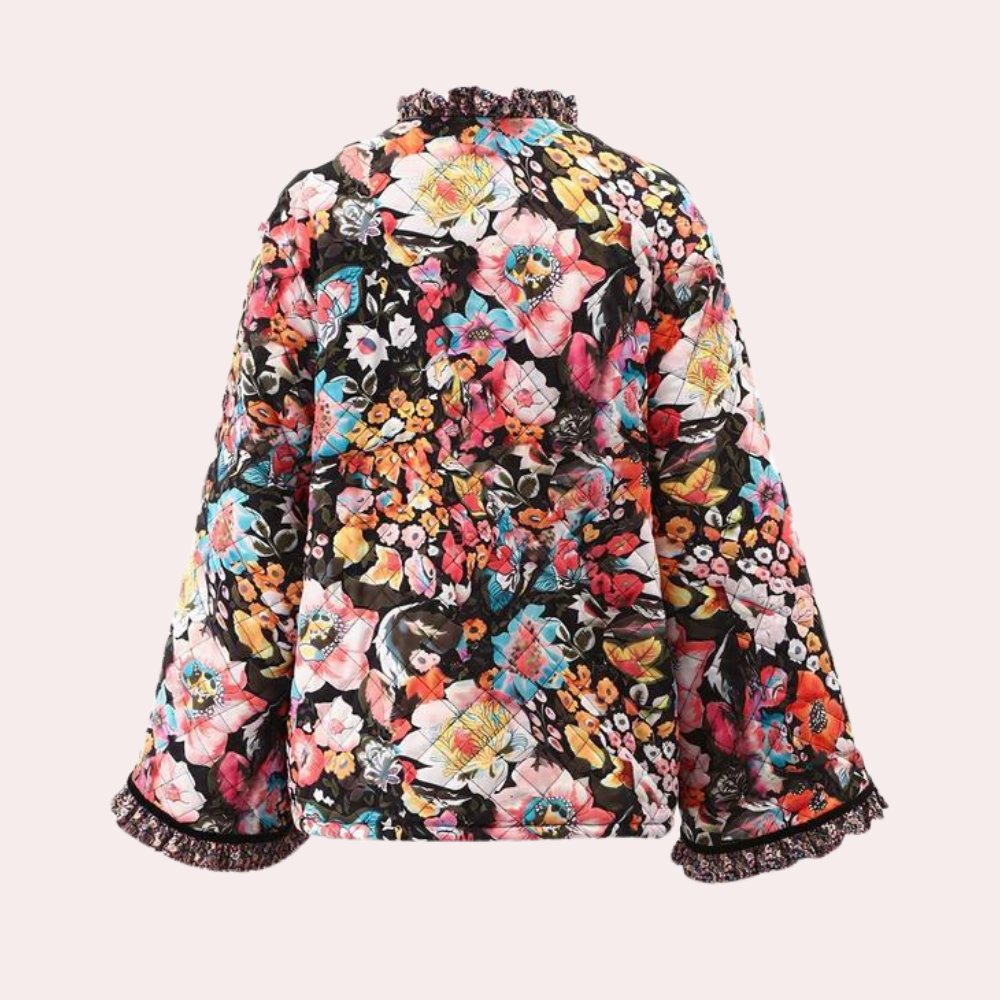 Tyk vinterfrakke med blomsterprint