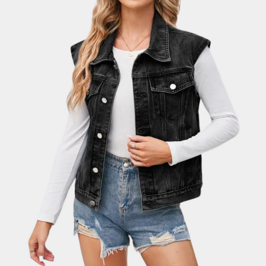 Denimvest i klassisk stil til gaden