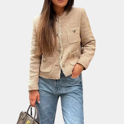Tekstureret tweed-jakke med knapper