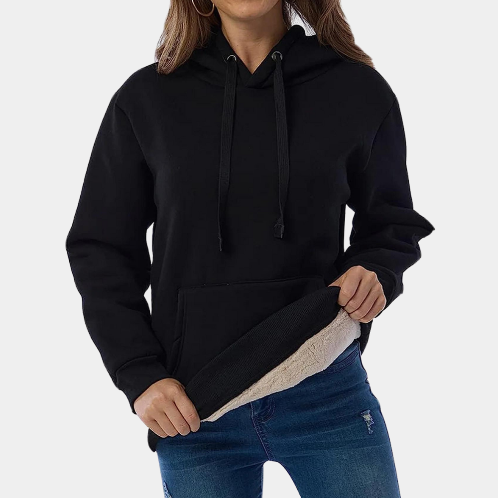 Oversize plysjakke med hætte