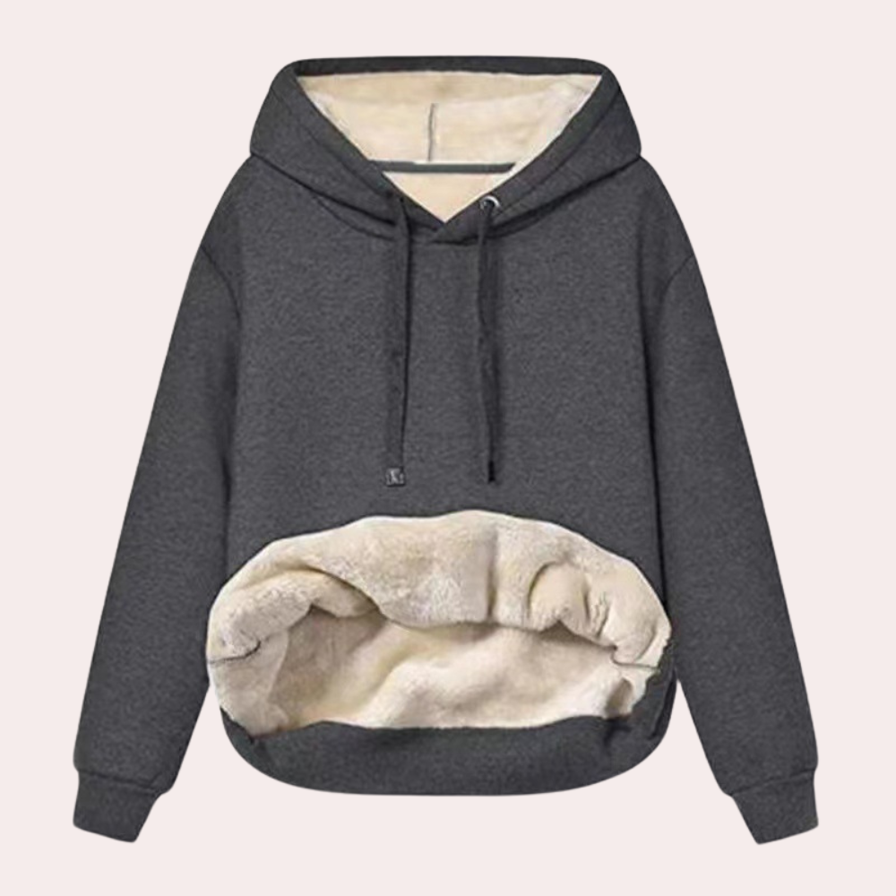 Oversize plysjakke med hætte