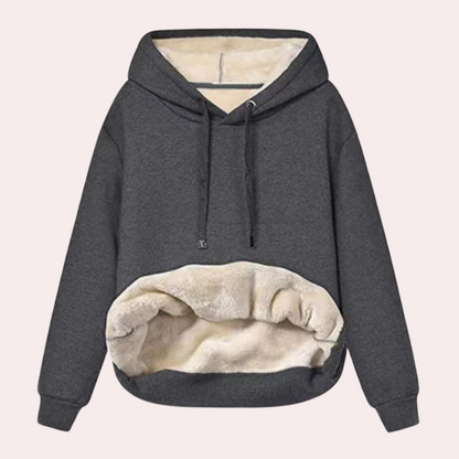 Oversize plysjakke med hætte