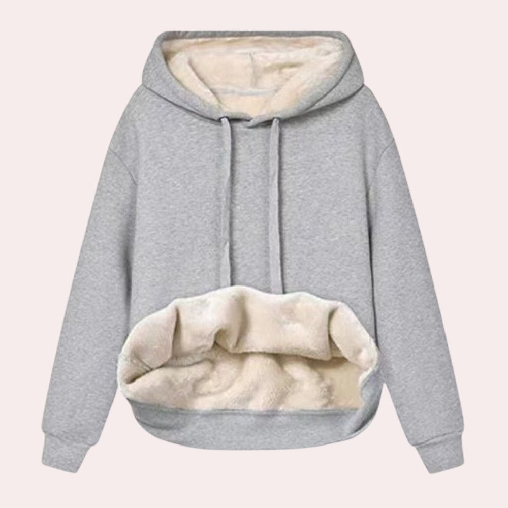 Oversize plysjakke med hætte