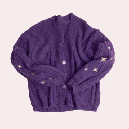 Strikket sweater med jordbærstjerne