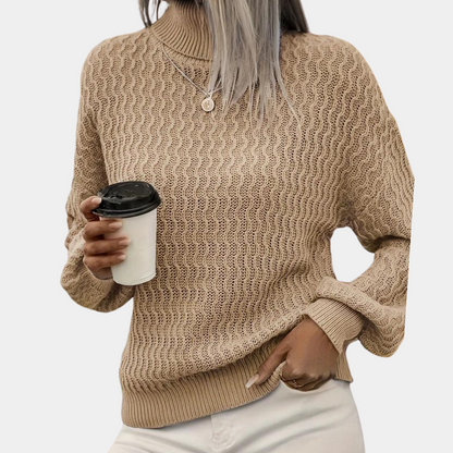 Ribbet strikket sweater til kvinder