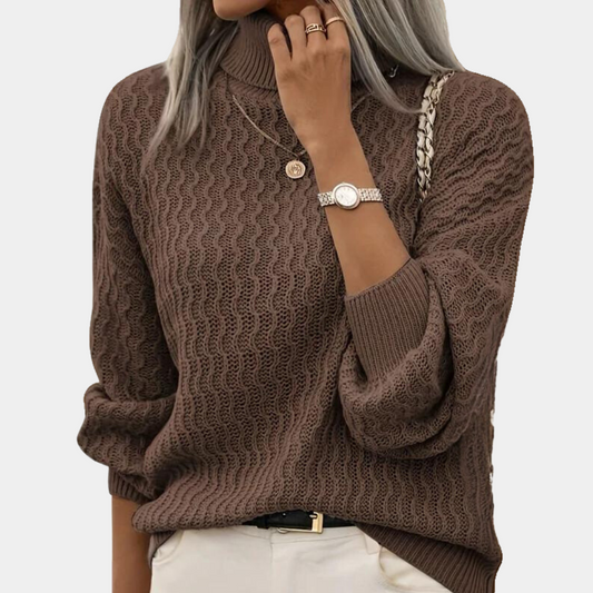 Ribbet strikket sweater til kvinder