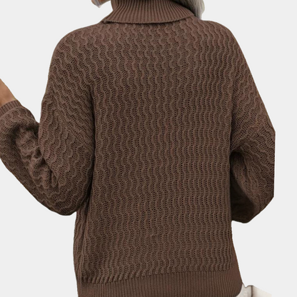 Ribbet strikket sweater til kvinder