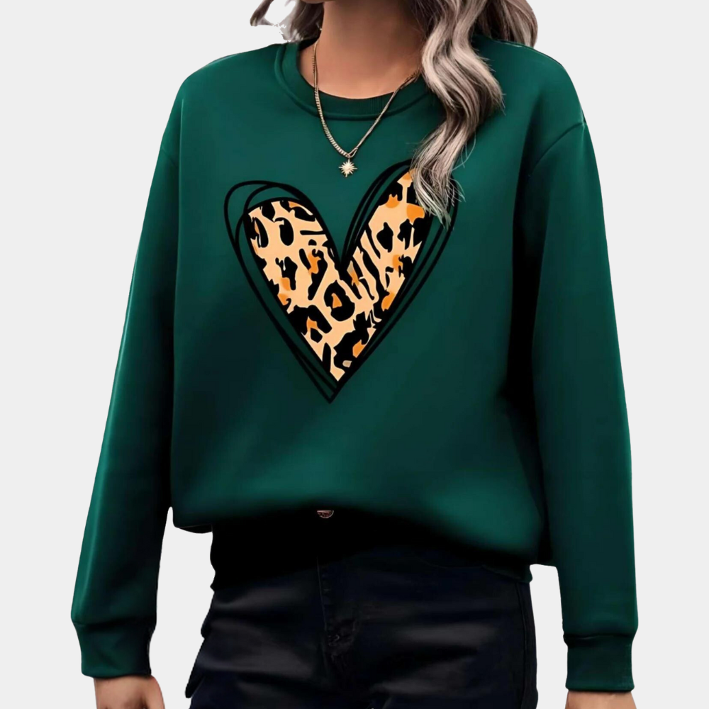 Langærmet sweater med hjertemotiv