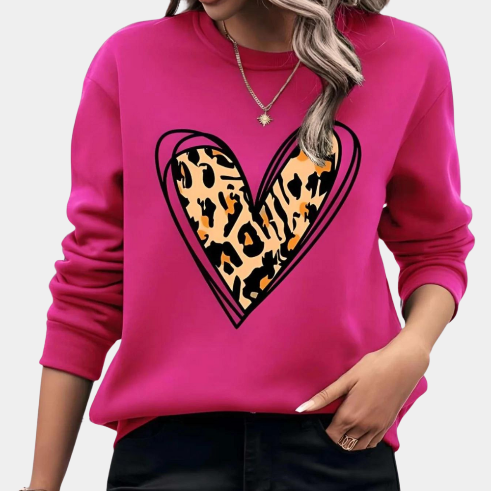 Langærmet sweater med hjertemotiv