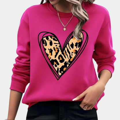 Langærmet sweater med hjertemotiv