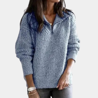 Chic Comfort Sweater med halv lynlås til kvinder