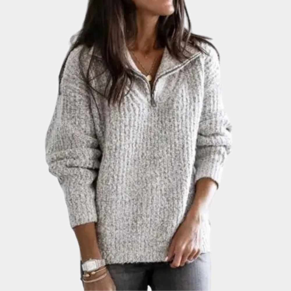 Chic Comfort Sweater med halv lynlås til kvinder