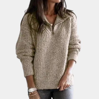 Chic Comfort Sweater med halv lynlås til kvinder