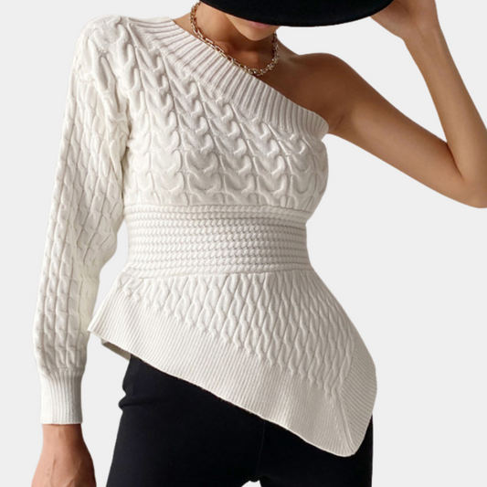 Twisted Knit Sweater med asymmetrisk kant