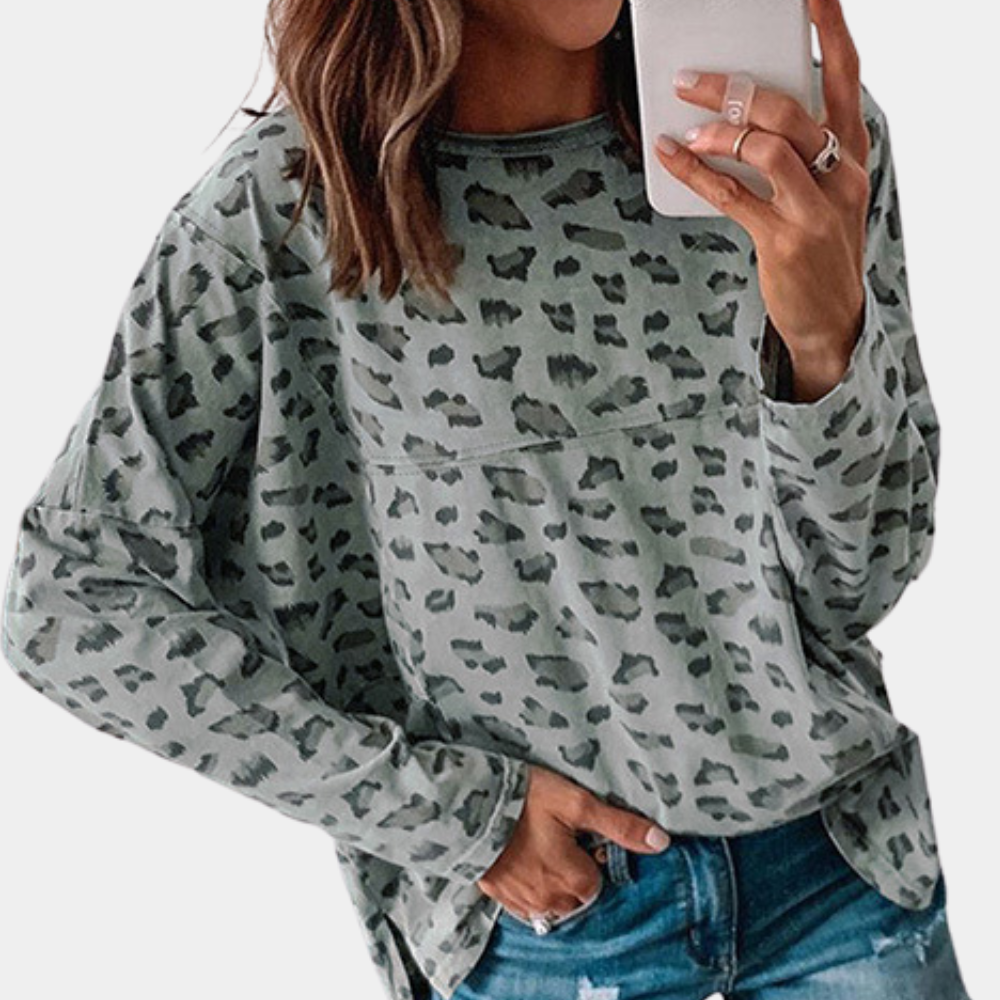 Overdimensioneret sweatshirt med leopardprint