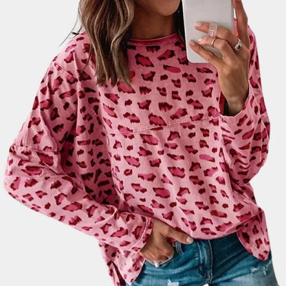 Overdimensioneret sweatshirt med leopardprint
