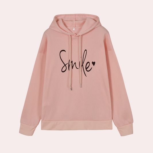 Jakke med hætte og smile-tekst