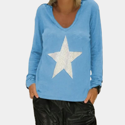 Hyggelig dame-trøje med v-hals