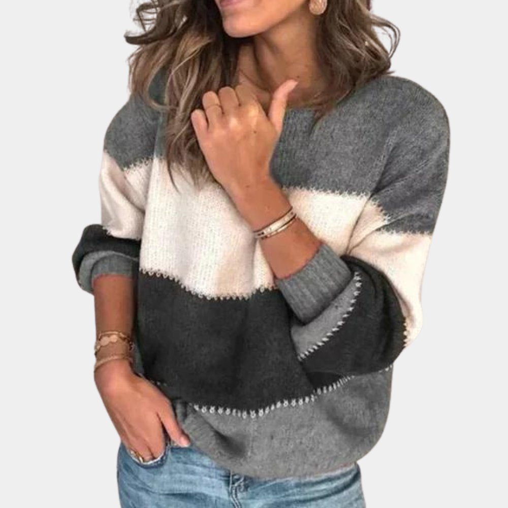 Jordfarvet sweater med stingdetaljer