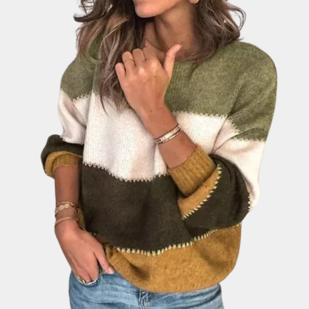 Jordfarvet sweater med stingdetaljer