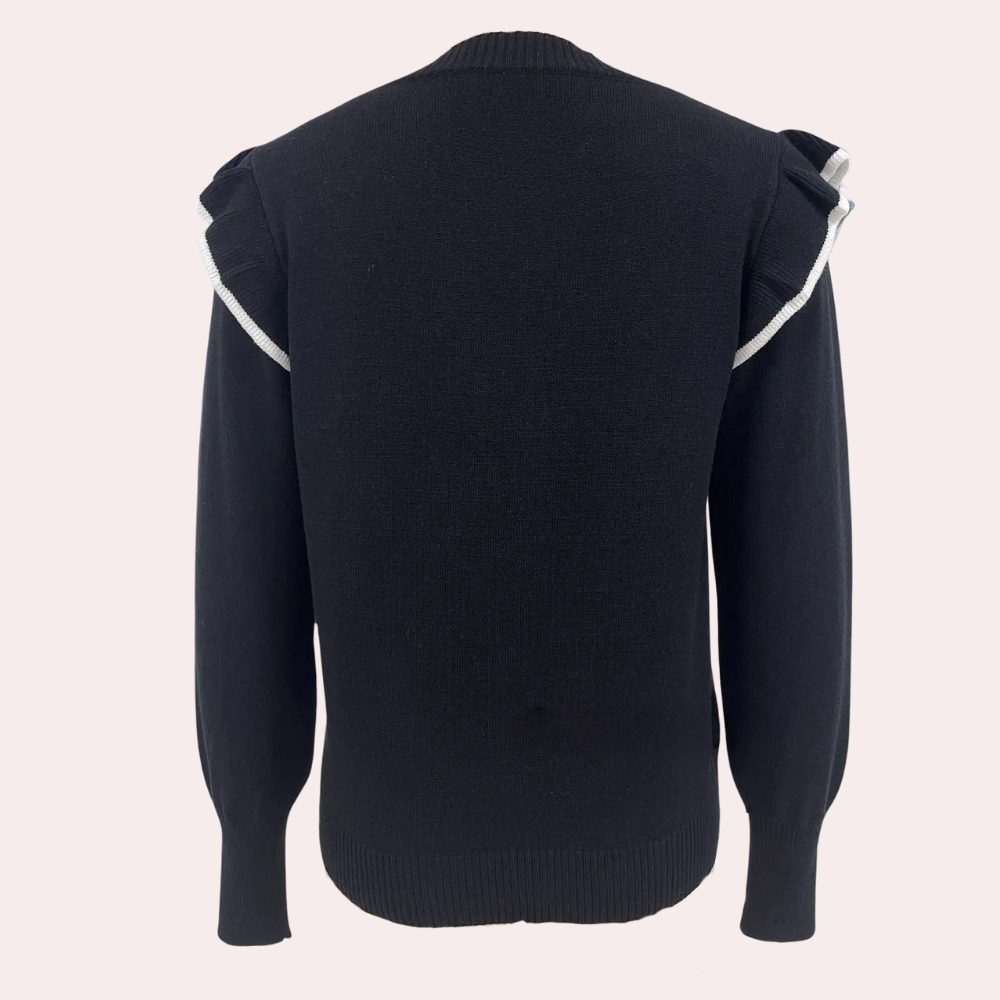 Hyggelig og elegant dametrøje med flæser