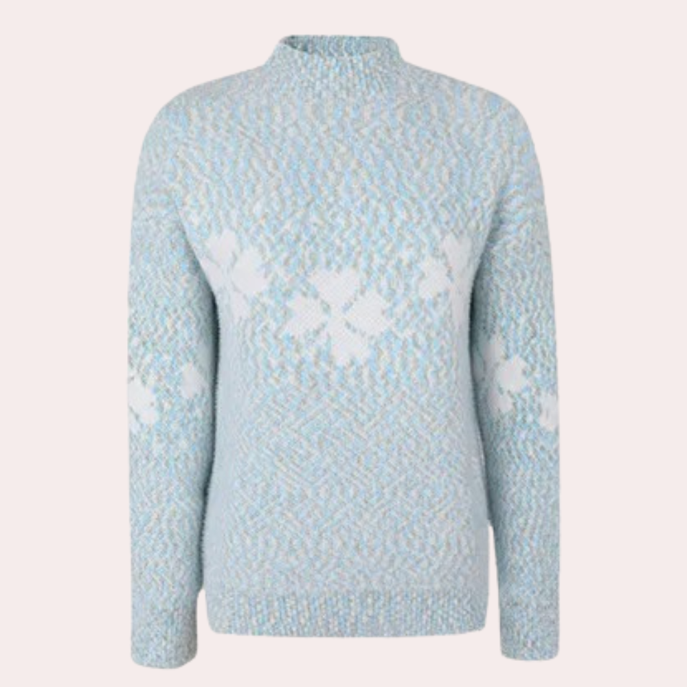 Strikket sweater med kløverprint