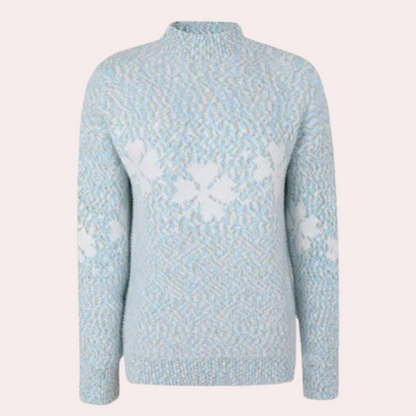 Strikket sweater med kløverprint