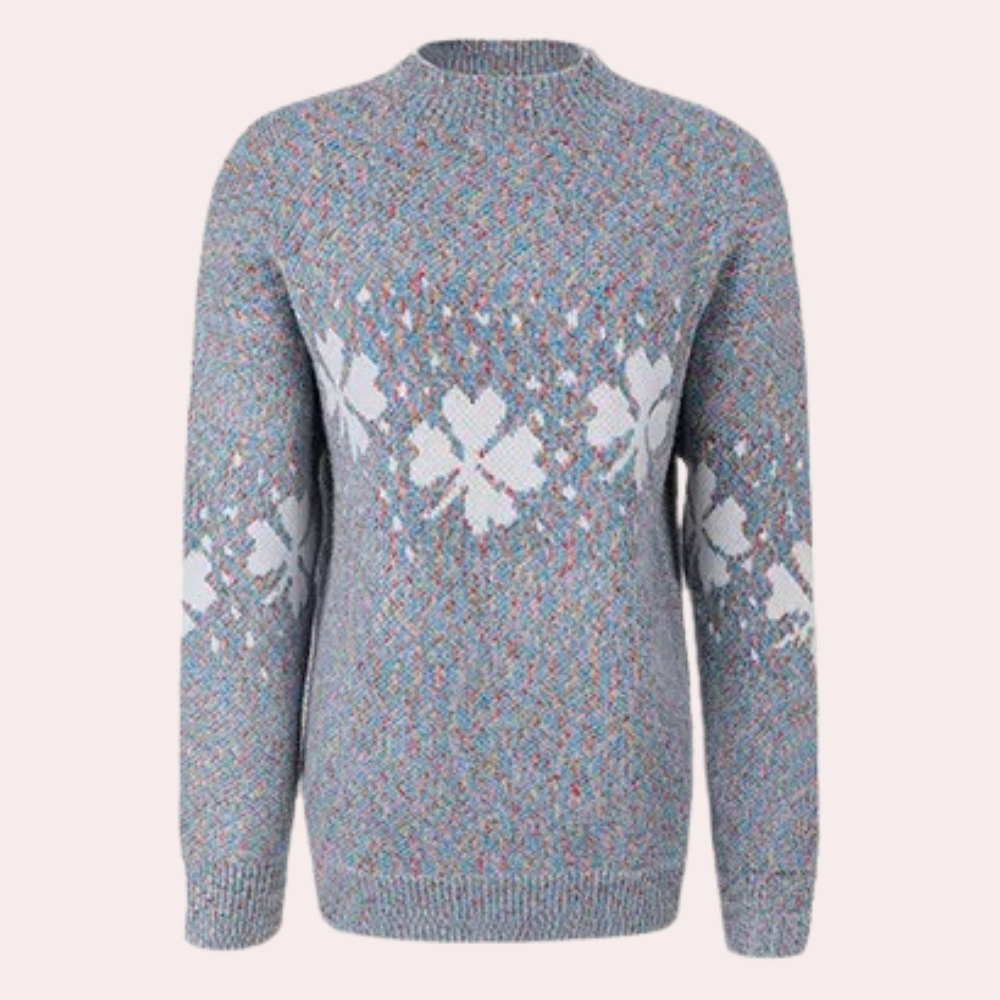 Strikket sweater med kløverprint
