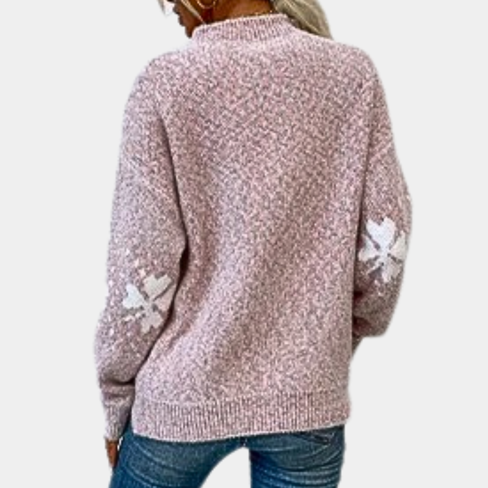 Strikket sweater med kløverprint