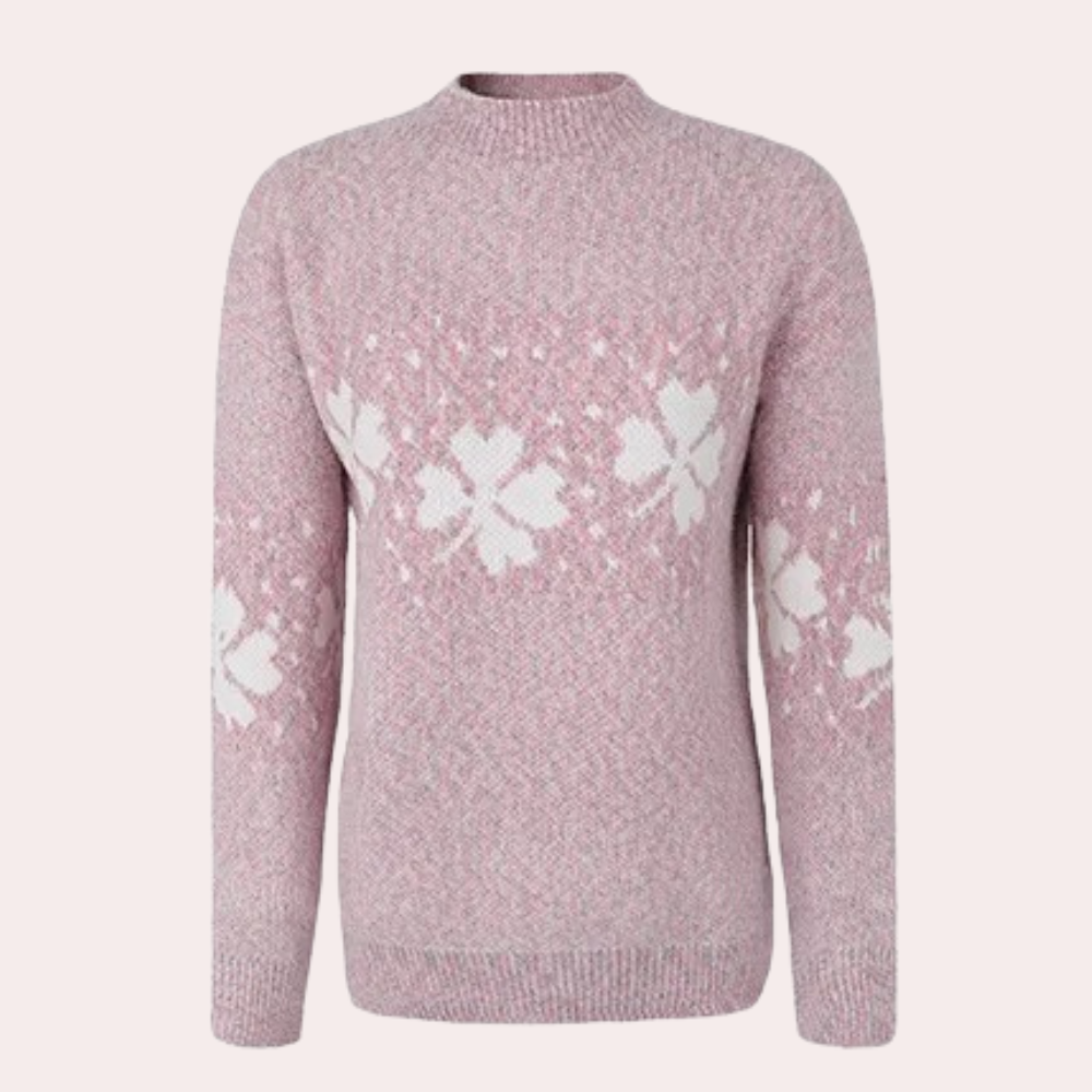 Strikket sweater med kløverprint