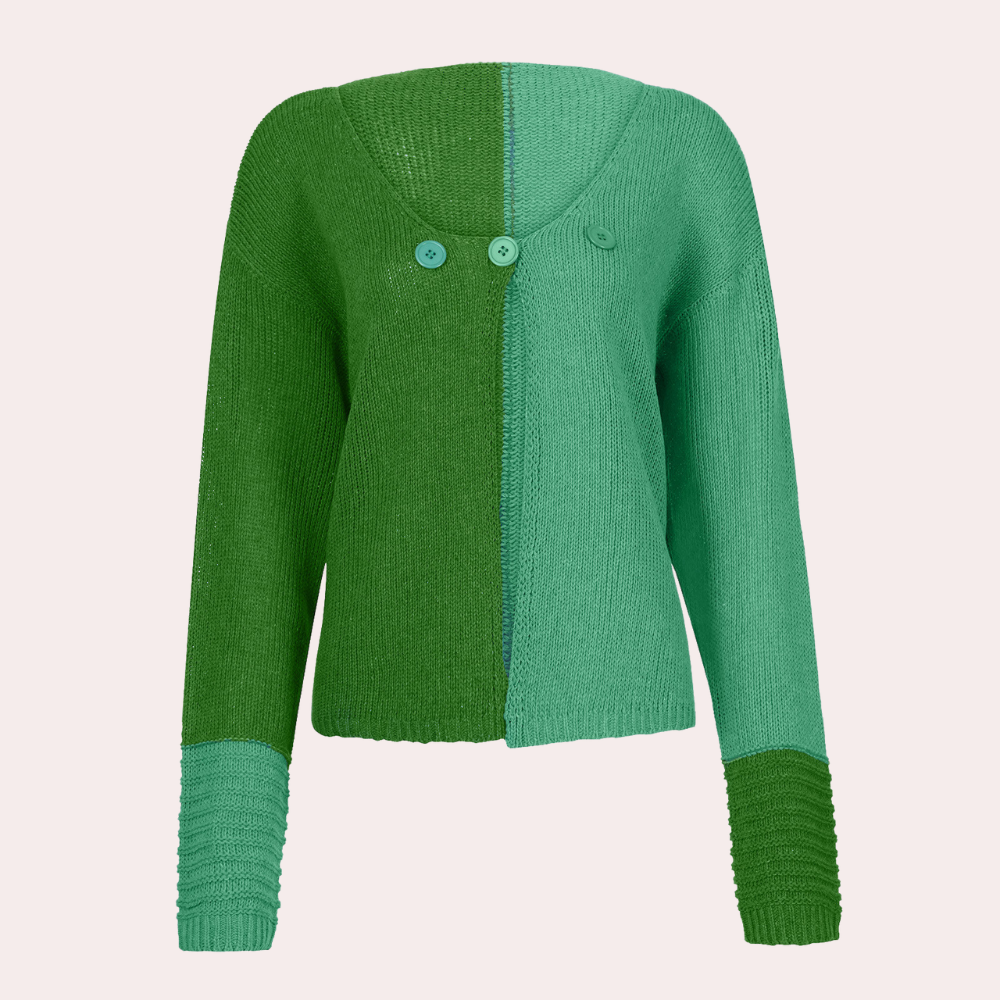Halvfarvet langærmet sweater