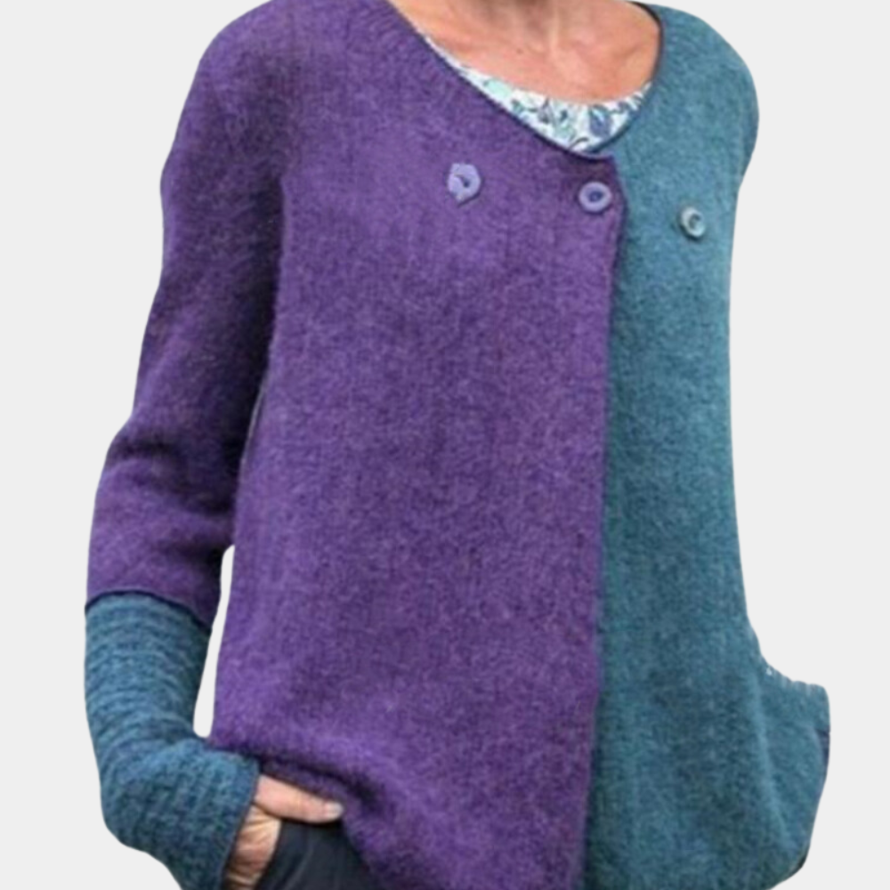 Halvfarvet langærmet sweater