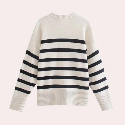 Lang stribet sweater med bund til kvinder