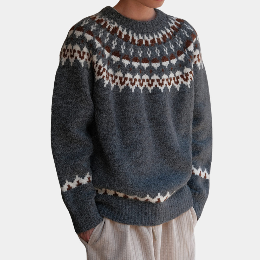 Luksus geometrisk strikket sweater til mænd