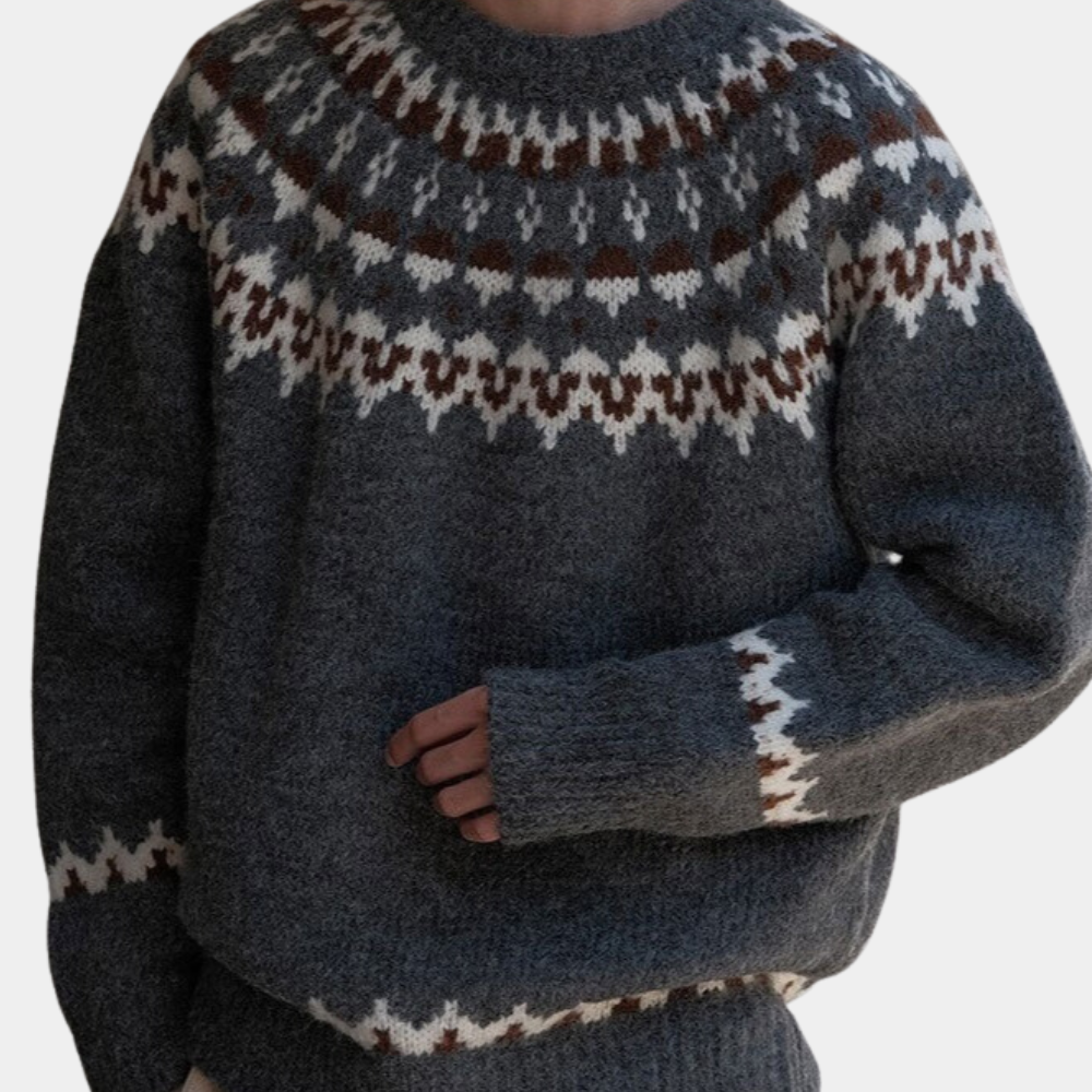Luksus geometrisk strikket sweater til mænd