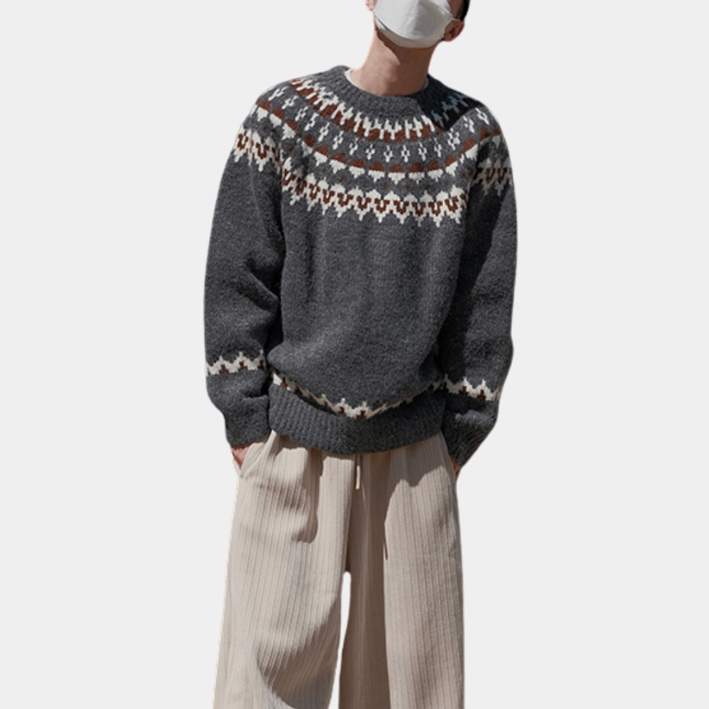 Luksus geometrisk strikket sweater til mænd
