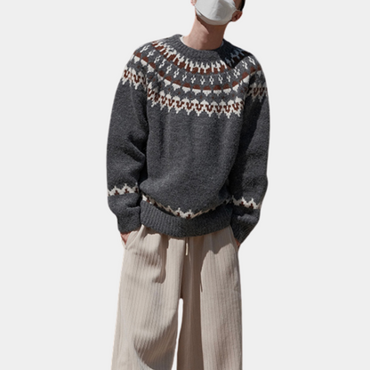 Luksus geometrisk strikket sweater til mænd