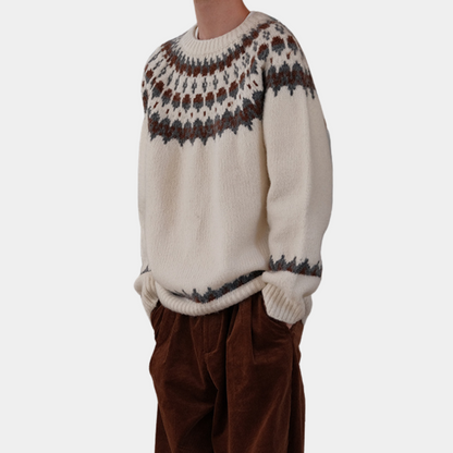 Luksus geometrisk strikket sweater til mænd