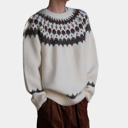 Luksus geometrisk strikket sweater til mænd