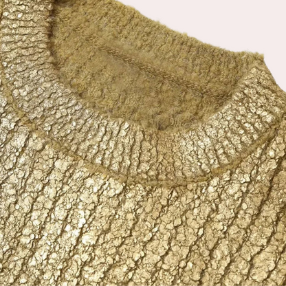 Guldglinsende langærmet sweater til kvinder
