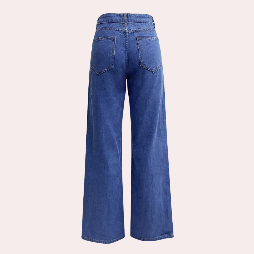 Højtaljede denimbukser med lige ben