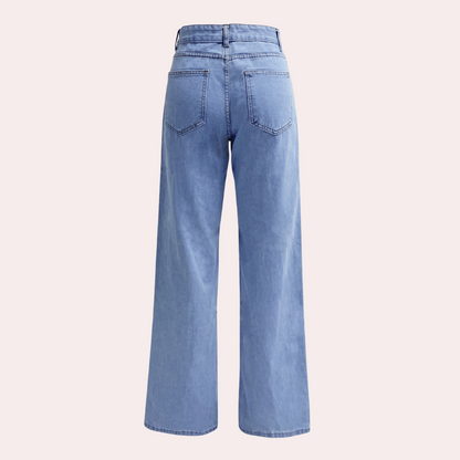 Højtaljede denimbukser med lige ben