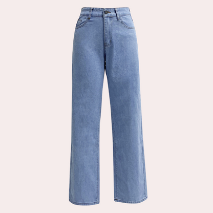 Højtaljede denimbukser med lige ben