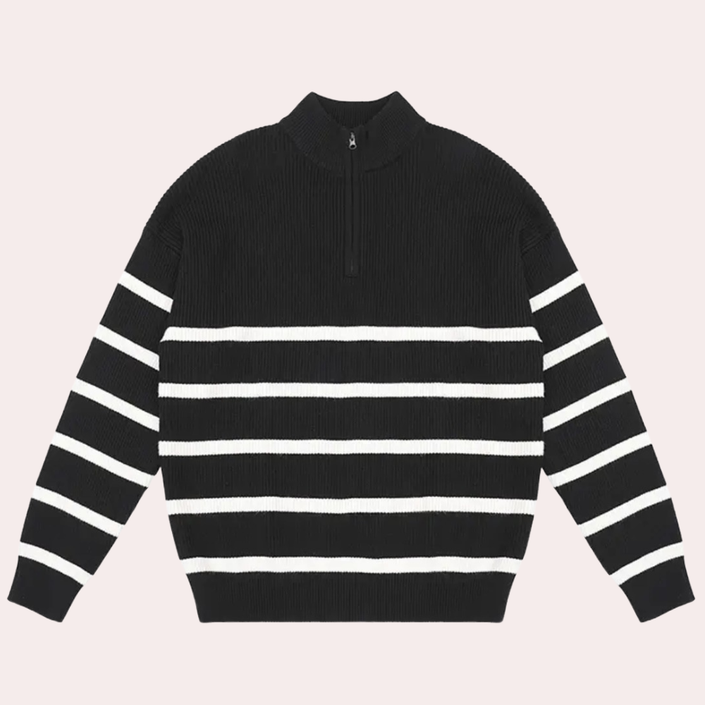 Trendy stribet sweatshirt med lynlås til mænd