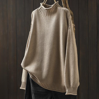 Elegant strikket sweater med rullekrave til kvinder