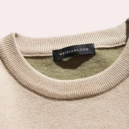Strikket sweater med katteprint