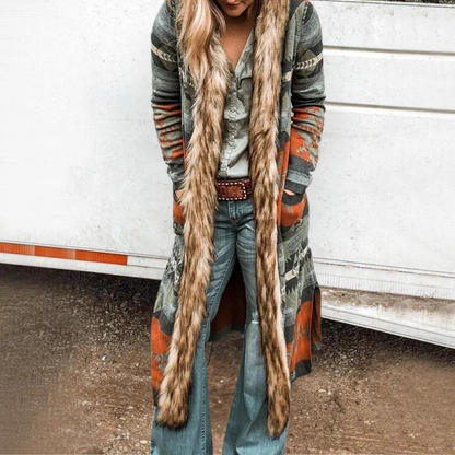 Retro langærmet pelsfrakke
