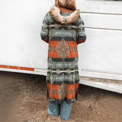 Retro langærmet pelsfrakke